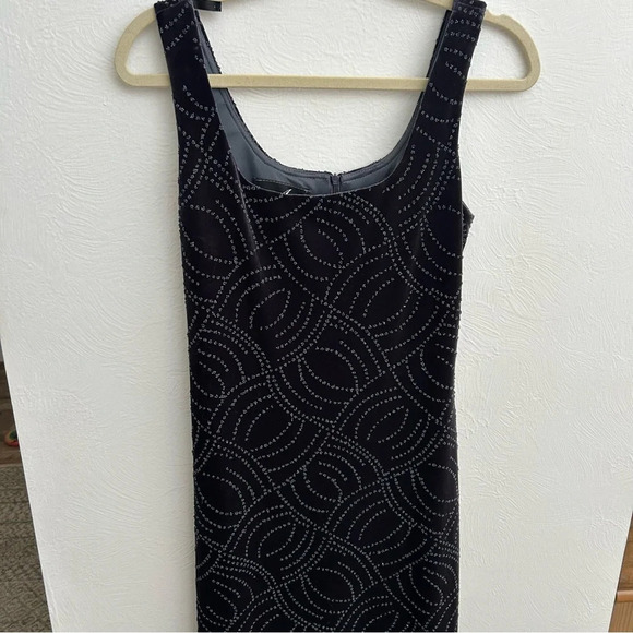 Vintage Algo Beaded Charcoal Velvet Maxi Dress Size 8 - Picture 9 of 9